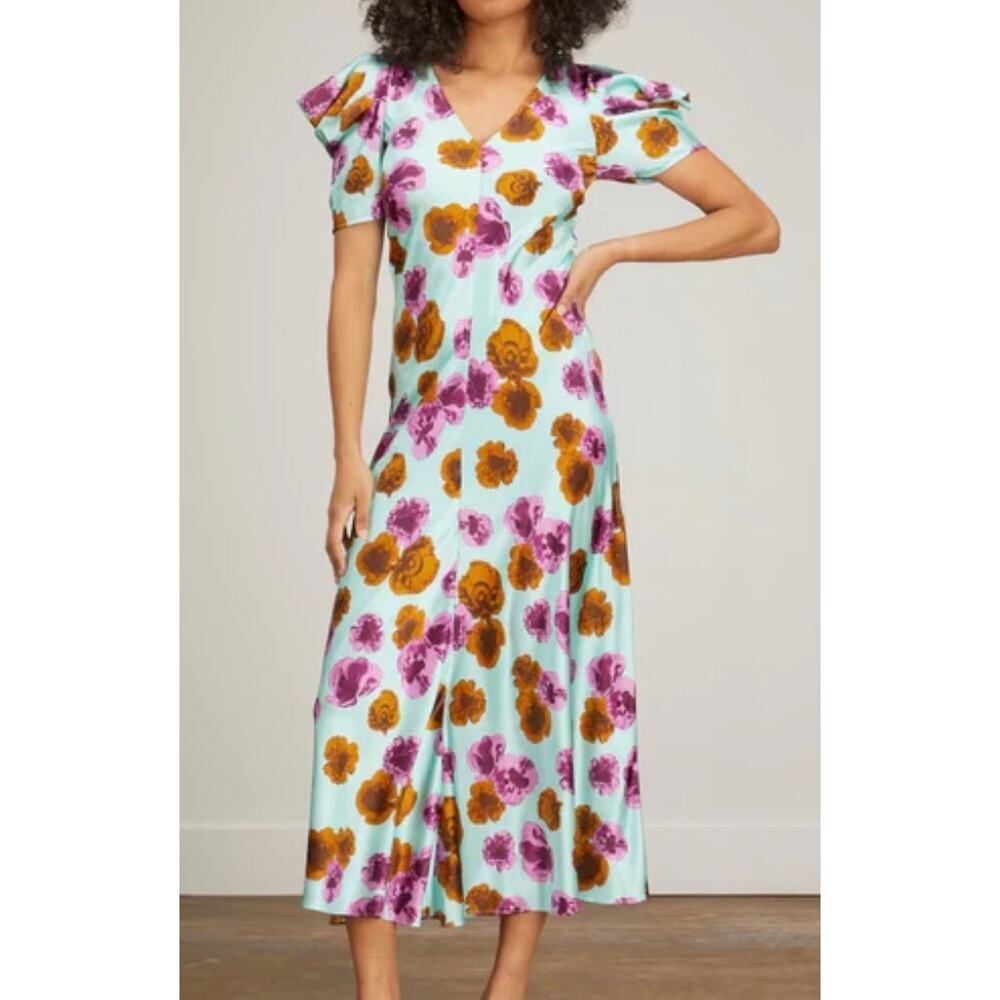 Lee Mathews 100% Silk Bloom Dress Women’s Sz. 0 - Picture 4 of 9